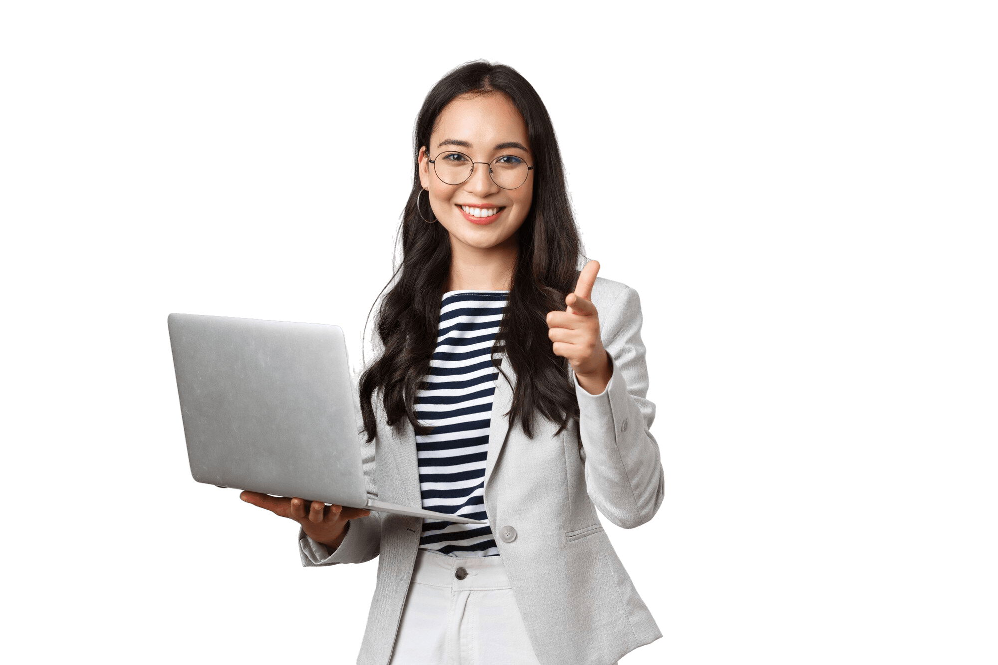 Woman holding laptop